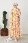  Zebra Desen Elbise Oranj 401