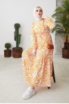  Zebra Desen Elbise Oranj 401