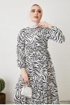 401 Zebra Desen Elbise Siyah