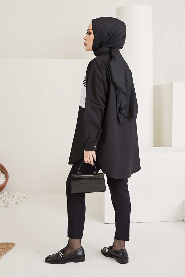 Çizgi Detaylı Gömlek Siyah 61409 Çizgi Detaylı Gömlek Siyah 61409