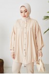 Eteği Bağcıklıhakim Yaka Gömlek Bej 61382 Eteği Bağcıklıhakim Yaka Gömlek Bej 61382