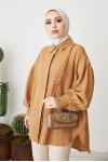 Balon Kol Salaş Gömlek Camel 61446 Balon Kol Salaş Gömlek Camel 61446