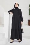  Fırfır Detaylı Aerobin Elbise Siyah 2202