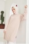  Çizgili Tunik Bej 533