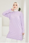  Çizgili Tunik Lila 533