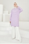  Çizgili Tunik Lila 533