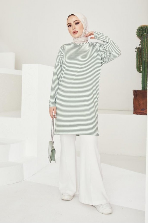  Çizgili Tunik Yeşil 533