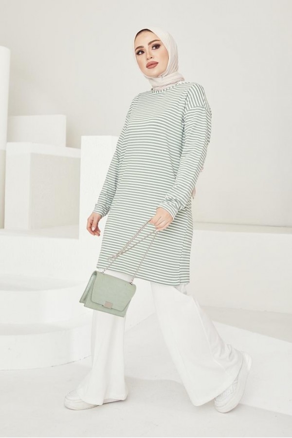  Çizgili Tunik Yeşil 533