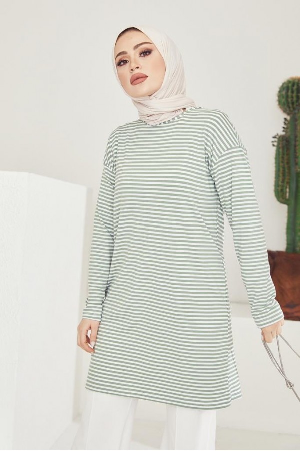  Çizgili Tunik Yeşil 533