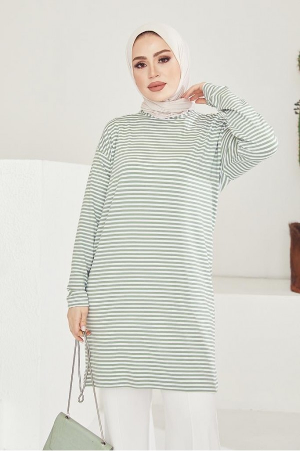  Çizgili Tunik Yeşil 533