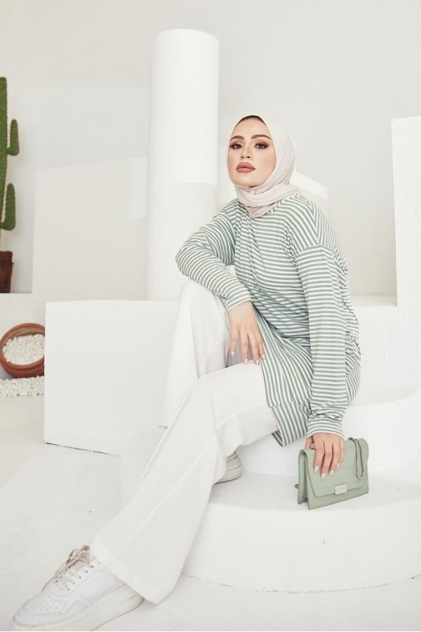  Çizgili Tunik Yeşil 533