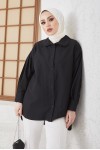  Bebe Yaka Tesettür Gömlek Siyah 61420