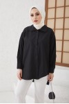  Bebe Yaka Tesettür Gömlek Siyah 61420