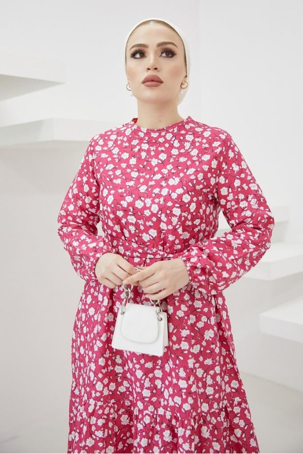 Papatya Desen Elbise Fuşya 400 Papatya Desen Elbise Fuşya 400