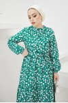 400 Papatya Desen Elbise Yeşil