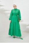 Hakim Yaka Düğmeli Tesettür Elbise Yeşil 428 Hakim Yaka Düğmeli Tesettür Elbise Yeşil 428