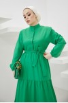 Hakim Yaka Düğmeli Tesettür Elbise Yeşil 428 Hakim Yaka Düğmeli Tesettür Elbise Yeşil 428