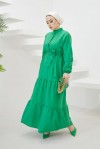 Hakim Yaka Düğmeli Tesettür Elbise Yeşil 428 Hakim Yaka Düğmeli Tesettür Elbise Yeşil 428