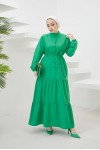 Hakim Yaka Düğmeli Tesettür Elbise Yeşil 428 Hakim Yaka Düğmeli Tesettür Elbise Yeşil 428