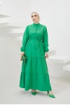 Hakim Yaka Düğmeli Tesettür Elbise Yeşil 428 Hakim Yaka Düğmeli Tesettür Elbise Yeşil 428