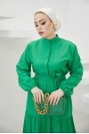 Hakim Yaka Düğmeli Tesettür Elbise Yeşil 428 Hakim Yaka Düğmeli Tesettür Elbise Yeşil 428