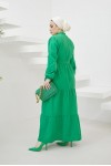 Hakim Yaka Düğmeli Tesettür Elbise Yeşil 428 Hakim Yaka Düğmeli Tesettür Elbise Yeşil 428