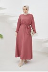Tesettür Elbise Gül Kurusu 424-1 Tesettür Elbise Gül Kurusu 424-1