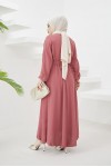 Tesettür Elbise Gül Kurusu 424-1 Tesettür Elbise Gül Kurusu 424-1