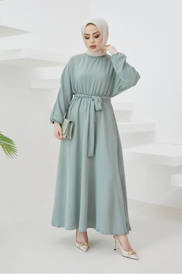  Tesettür Elbise Mint 424-1