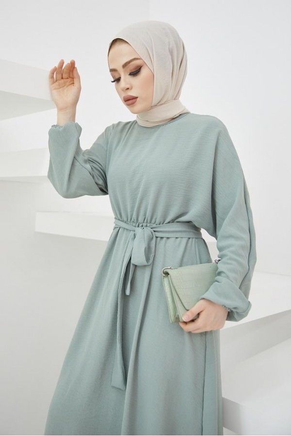  Tesettür Elbise Mint 424-1
