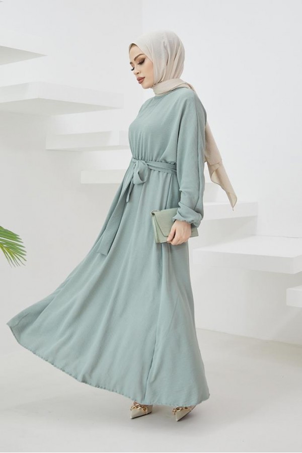  Tesettür Elbise Mint 424-1