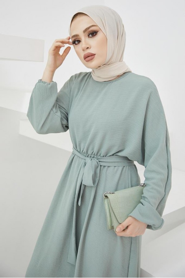  Tesettür Elbise Mint 424-1