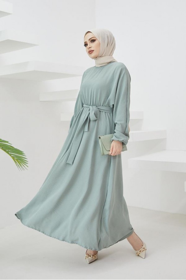 Tesettür Elbise Mint 424-1