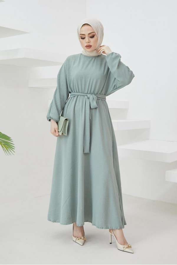  Tesettür Elbise Mint 424-1