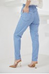  Lastikli Mom Jeans S292 Mavi