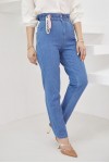  Lastikli Mom Jeans S292 Koyu Mavi