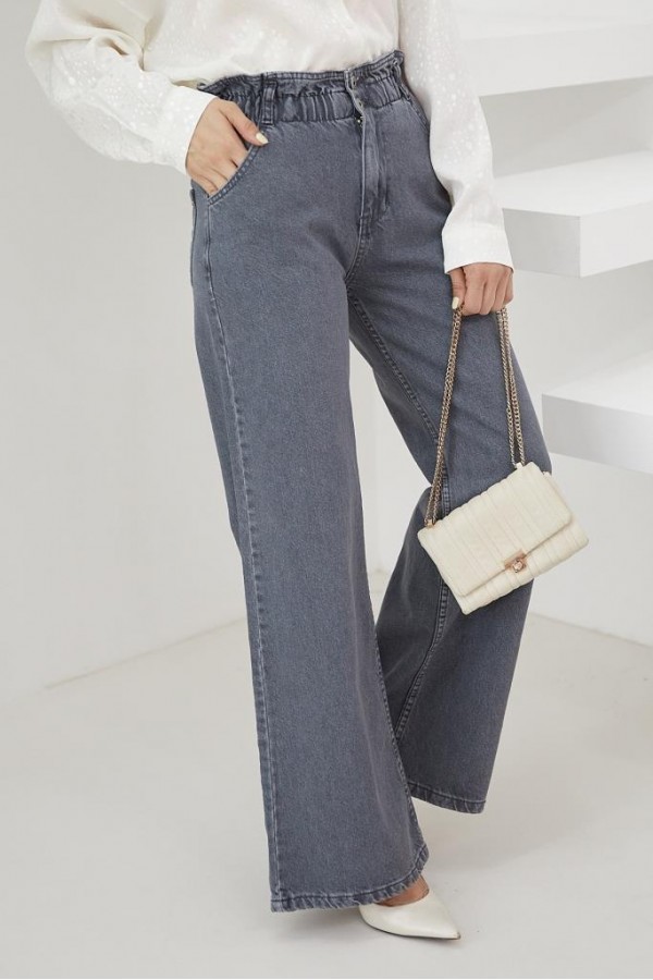  Lastikli Salaş Kot Pantolon S247 Antrasit