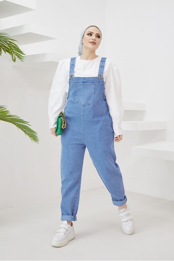  Tesettür Kot Tulum Mavi 3437