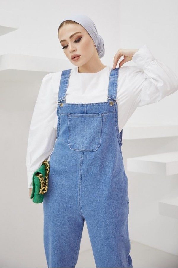  Tesettür Kot Tulum Mavi 3437