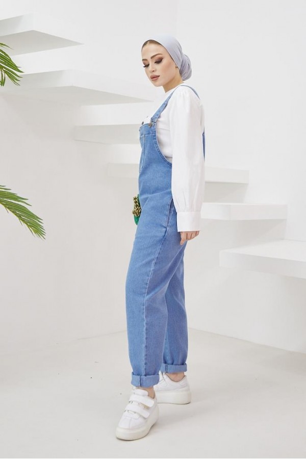  Tesettür Kot Tulum Mavi 3437