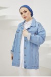  Tesettür Kot Ceket Mavi 3439