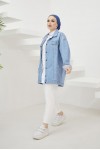  Tesettür Kot Ceket Mavi 3439