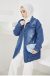  Tesettür Kot Ceket Lacivert 3441