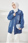  Tesettür Kot Ceket Lacivert 3441