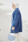  Tesettür Kot Ceket Lacivert 3441