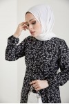 Desenli Tesettür Viskon Elbise Siyah 2383 Desenli Tesettür Viskon Elbise Siyah 2383