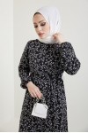 Desenli Tesettür Viskon Elbise Siyah 2383 Desenli Tesettür Viskon Elbise Siyah 2383