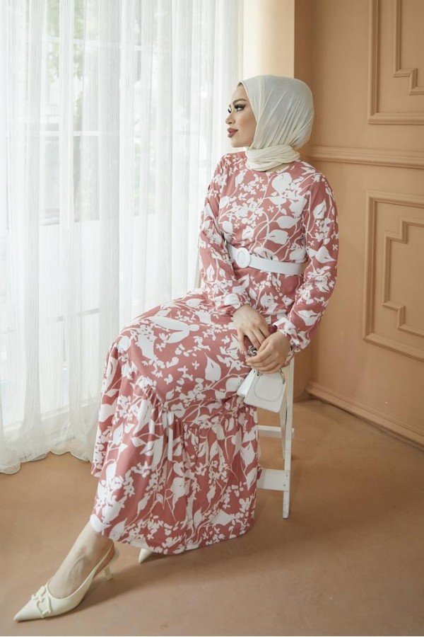 Desenli Tesettür Pegasus Elbise Pembe 2550 Desenli Tesettür Pegasus Elbise Pembe 2550