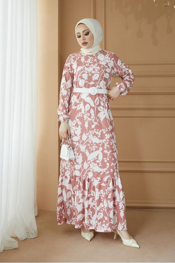 Desenli Tesettür Pegasus Elbise Pembe 2550 Desenli Tesettür Pegasus Elbise Pembe 2550