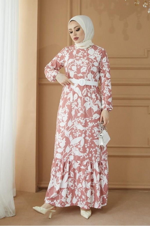 Desenli Tesettür Pegasus Elbise Pembe 2550 Desenli Tesettür Pegasus Elbise Pembe 2550